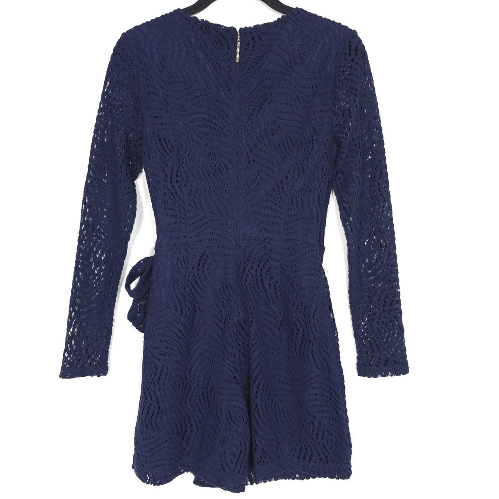 Lilly Pulitzer Tiki Lace Wrap Romper Size XS True Navy Lace V-neck Long S 30688 - Picture 8 of 16